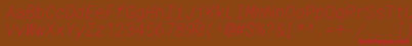 RobotomonoThinitalic Font – Red Fonts on Brown Background