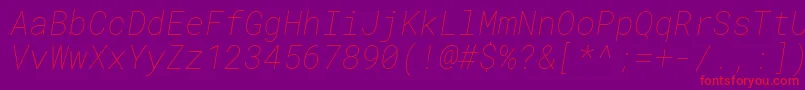 RobotomonoThinitalic Font – Red Fonts on Purple Background