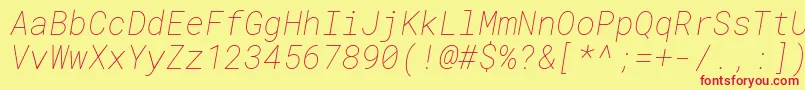 fuente RobotomonoThinitalic – Fuentes Rojas Sobre Fondo Amarillo