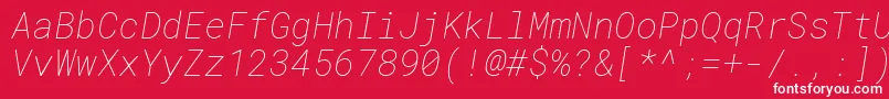 Fonte RobotomonoThinitalic – fontes brancas em um fundo vermelho