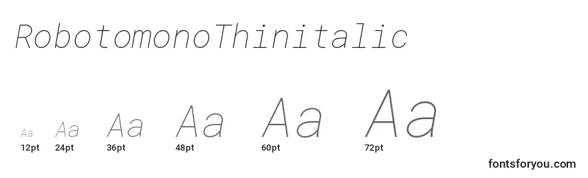 Размеры шрифта RobotomonoThinitalic