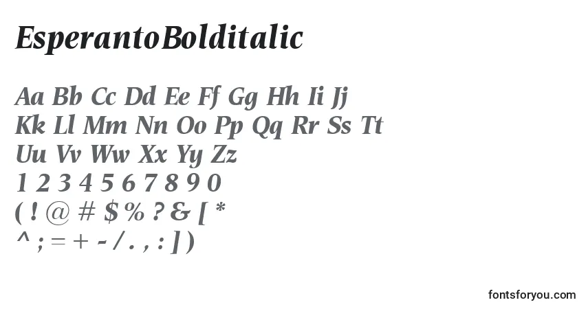 Schriftart EsperantoBolditalic – Alphabet, Zahlen, spezielle Symbole