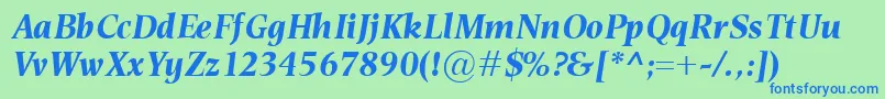 EsperantoBolditalic Font – Blue Fonts on Green Background