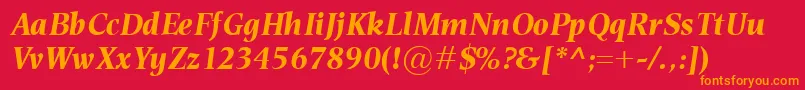 フォントEsperantoBolditalic – 赤い背景にオレンジの文字