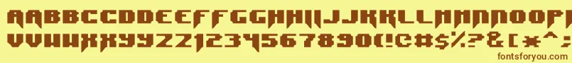 フォントSyntaxTerror – 茶色の文字が黄色の背景にあります。