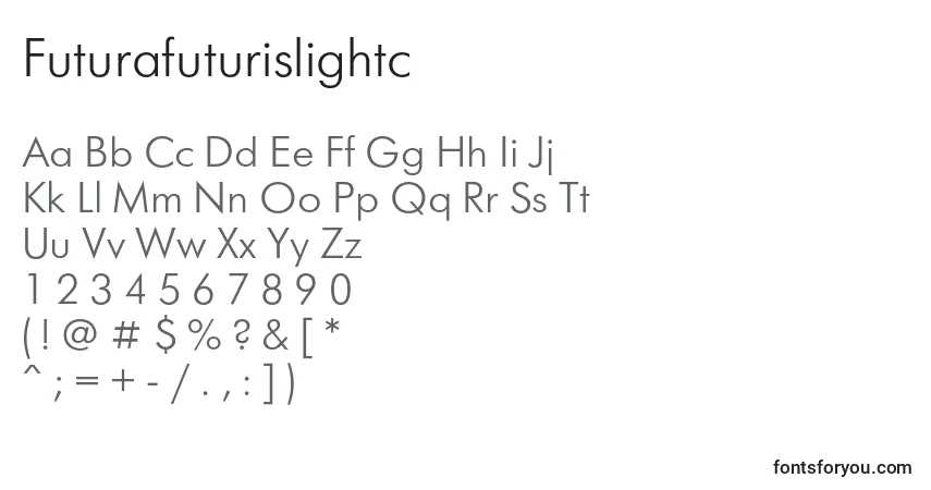 Шрифт Futurafuturislightc – алфавит, цифры, специальные символы
