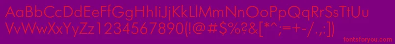 フォントFuturafuturislightc – 紫の背景に赤い文字