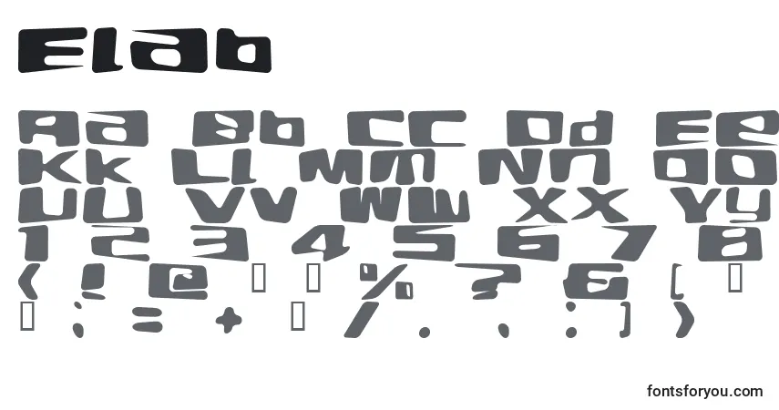 Schriftart Elab – Alphabet, Zahlen, spezielle Symbole