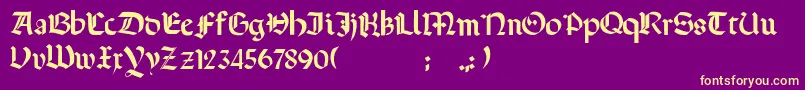 Terrotunda-Schriftart – Gelbe Schriften auf violettem Hintergrund