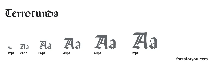 Размеры шрифта Terrotunda