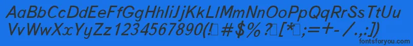 Czcionka BukvarnayaItalic – czarne czcionki na niebieskim tle