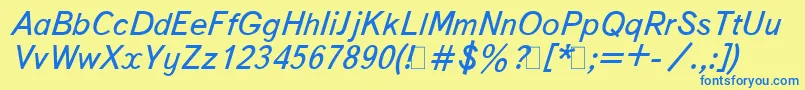 BukvarnayaItalic Font – Blue Fonts on Yellow Background