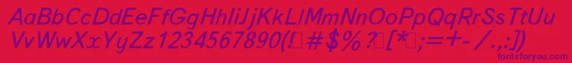 BukvarnayaItalic-Schriftart – Violette Schriften auf rotem Hintergrund