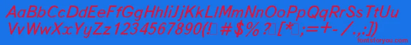 BukvarnayaItalic Font – Red Fonts on Blue Background