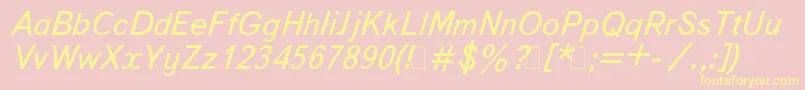 Fonte BukvarnayaItalic – fontes amarelas em um fundo rosa