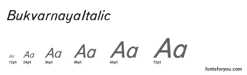 Размеры шрифта BukvarnayaItalic