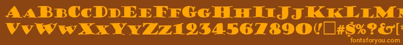 フォントPorterLilKaps – オレンジ色の文字が茶色の背景にあります。