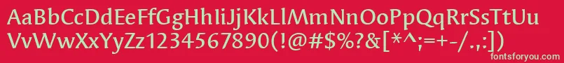 フォントSyndorItcMedium – 赤い背景に緑の文字