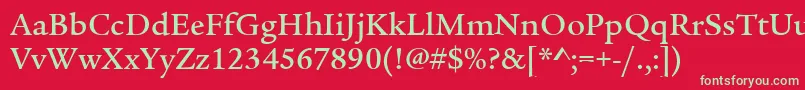 フォントLegacySerifItcMedium – 赤い背景に緑の文字