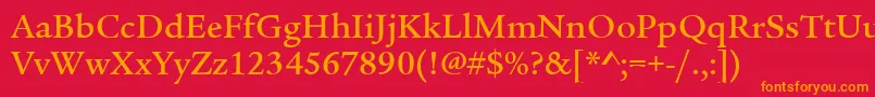 フォントLegacySerifItcMedium – 赤い背景にオレンジの文字