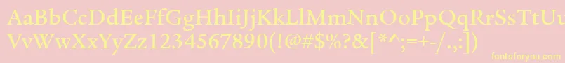 LegacySerifItcMedium-Schriftart – Gelbe Schriften auf rosa Hintergrund