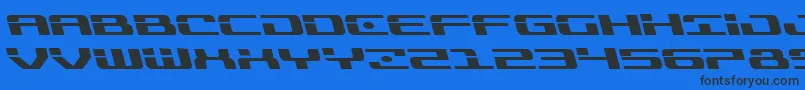 Czcionka Troopersexpandleft – czarne czcionki na niebieskim tle