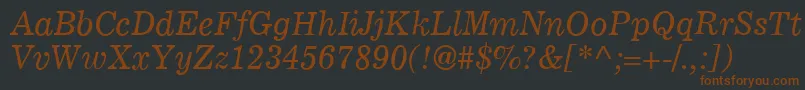 C795RomanItalic-fontti – ruskeat fontit mustalla taustalla