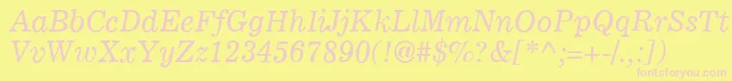 C795RomanItalic Font – Pink Fonts on Yellow Background