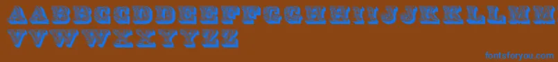 フォントDslettres – 茶色の背景に青い文字
