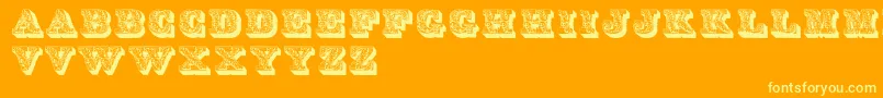 Dslettres-Schriftart – Gelbe Schriften auf orangefarbenem Hintergrund