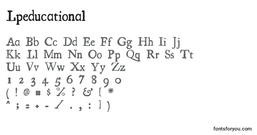 A fonte Lpeducational – alfabeto, números, caracteres especiais