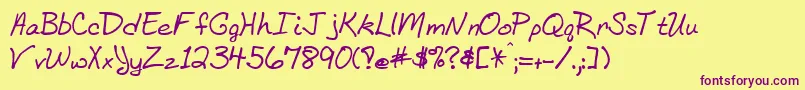 Bethhand Font – Purple Fonts on Yellow Background