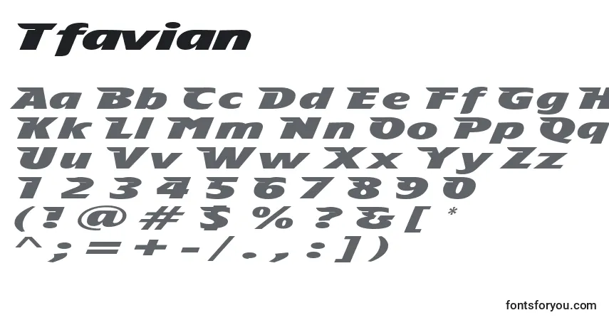 Tfavian-fontti – aakkoset, numerot, erikoismerkit