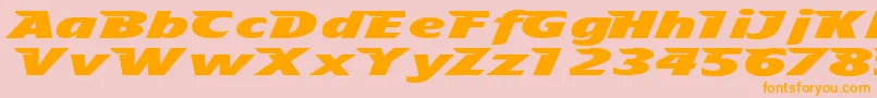 フォントTfavian – オレンジの文字がピンクの背景にあります。