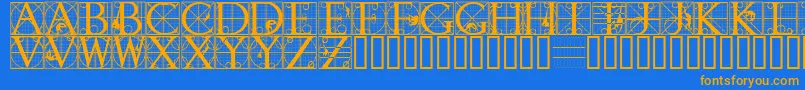 Weitere Informationen zur Rodgauapes-Schriftart Rodgauapes-Schriftart – Orangefarbene Schriften auf blauem Hintergrund