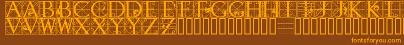 フォントRodgauapes – オレンジ色の文字が茶色の背景にあります。