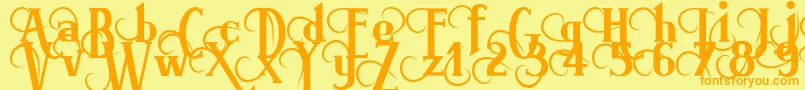 Weitere Informationen zur Brimorg-Schriftart Brimorg-Schriftart – Orangefarbene Schriften auf gelbem Hintergrund