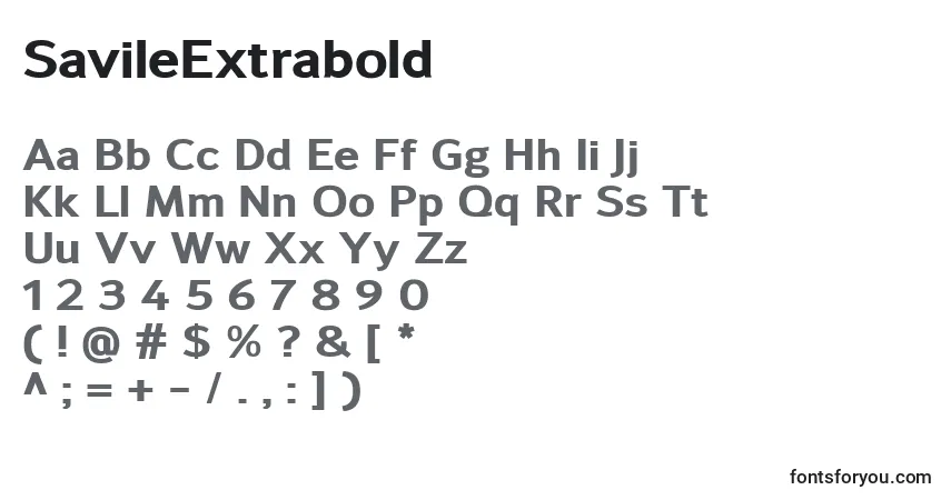 A fonte SavileExtrabold – alfabeto, números, caracteres especiais