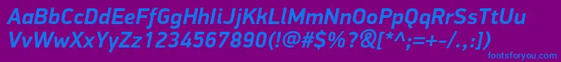 Шрифт PfdindisplayproBolditalic – синие шрифты на фиолетовом фоне