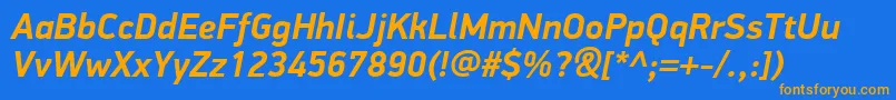 PfdindisplayproBolditalic Font – Orange Fonts on Blue Background