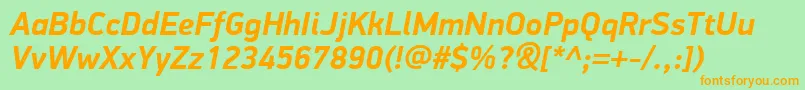 PfdindisplayproBolditalic Font – Orange Fonts on Green Background