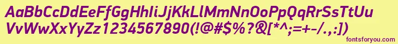 PfdindisplayproBolditalic-fontti – violetit fontit keltaisella taustalla
