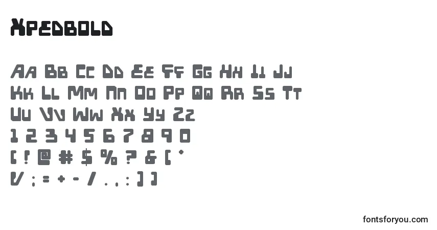 Шрифт Xpedbold – алфавит, цифры, специальные символы