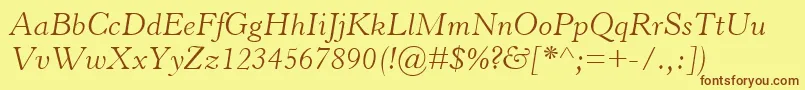 HorleyOsMtLightItalic-fontti – ruskeat fontit keltaisella taustalla