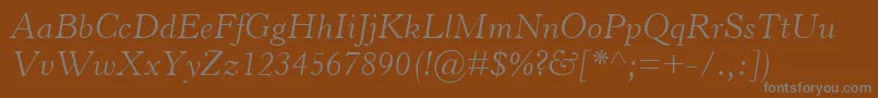 フォントHorleyOsMtLightItalic – 茶色の背景に灰色の文字