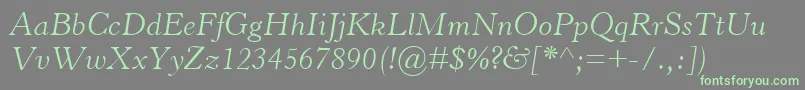 HorleyOsMtLightItalic Font – Green Fonts on Gray Background