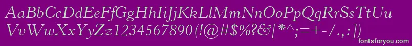 HorleyOsMtLightItalic Font – Green Fonts on Purple Background