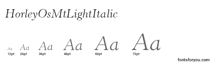 Größen der Schriftart HorleyOsMtLightItalic