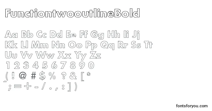 Шрифт FunctiontwooutlineBold – алфавит, цифры, специальные символы