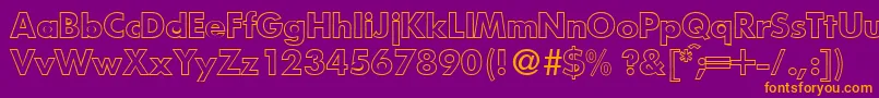 FunctiontwooutlineBold-Schriftart – Orangefarbene Schriften auf violettem Hintergrund